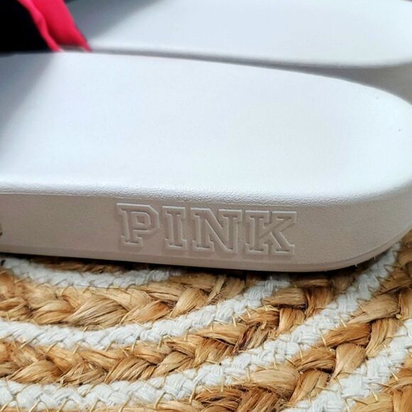 VICTORIAS SECRET PINK LOGO SLIDES SANDALS BEACH SHOWER POOL SHOES, Size 8 - Picture 3 of 6